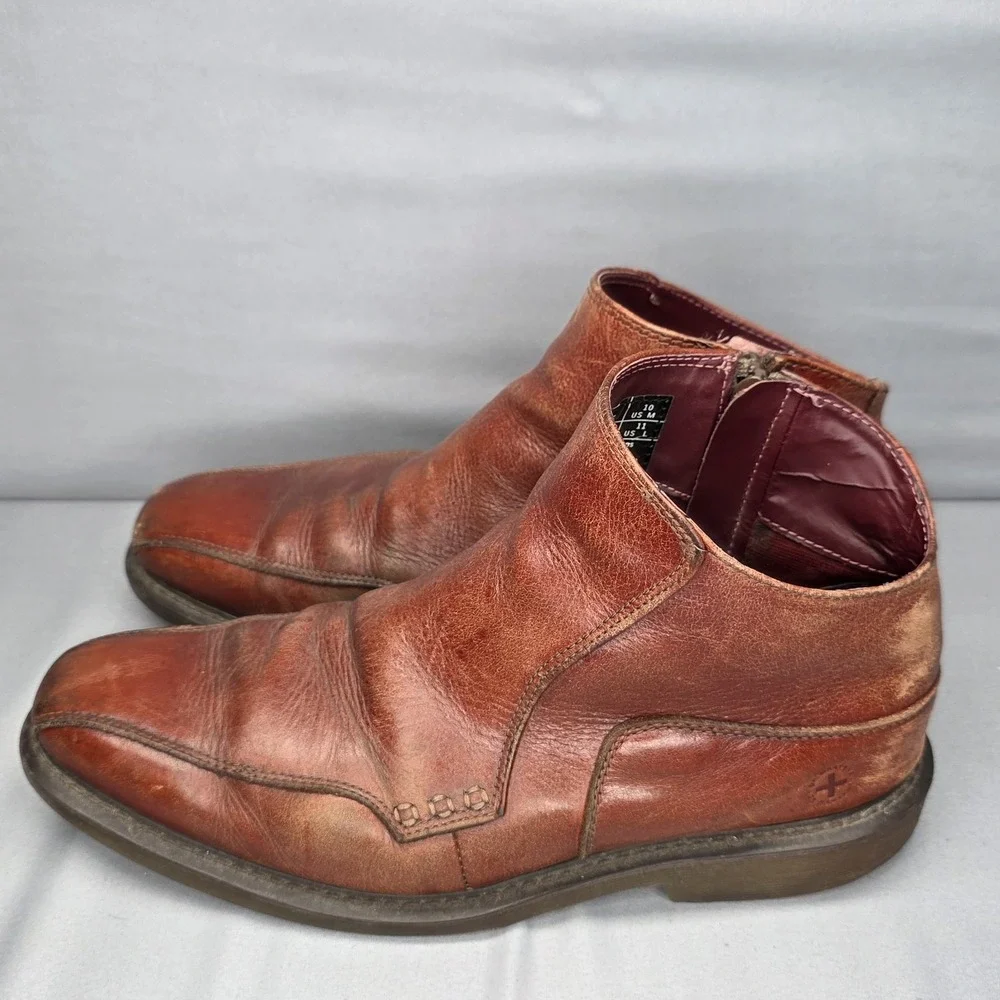 Dr. Martens Smiths Boots Mens 10 Womens 11 Brown Asymmetric Ankle Zip Up Leather